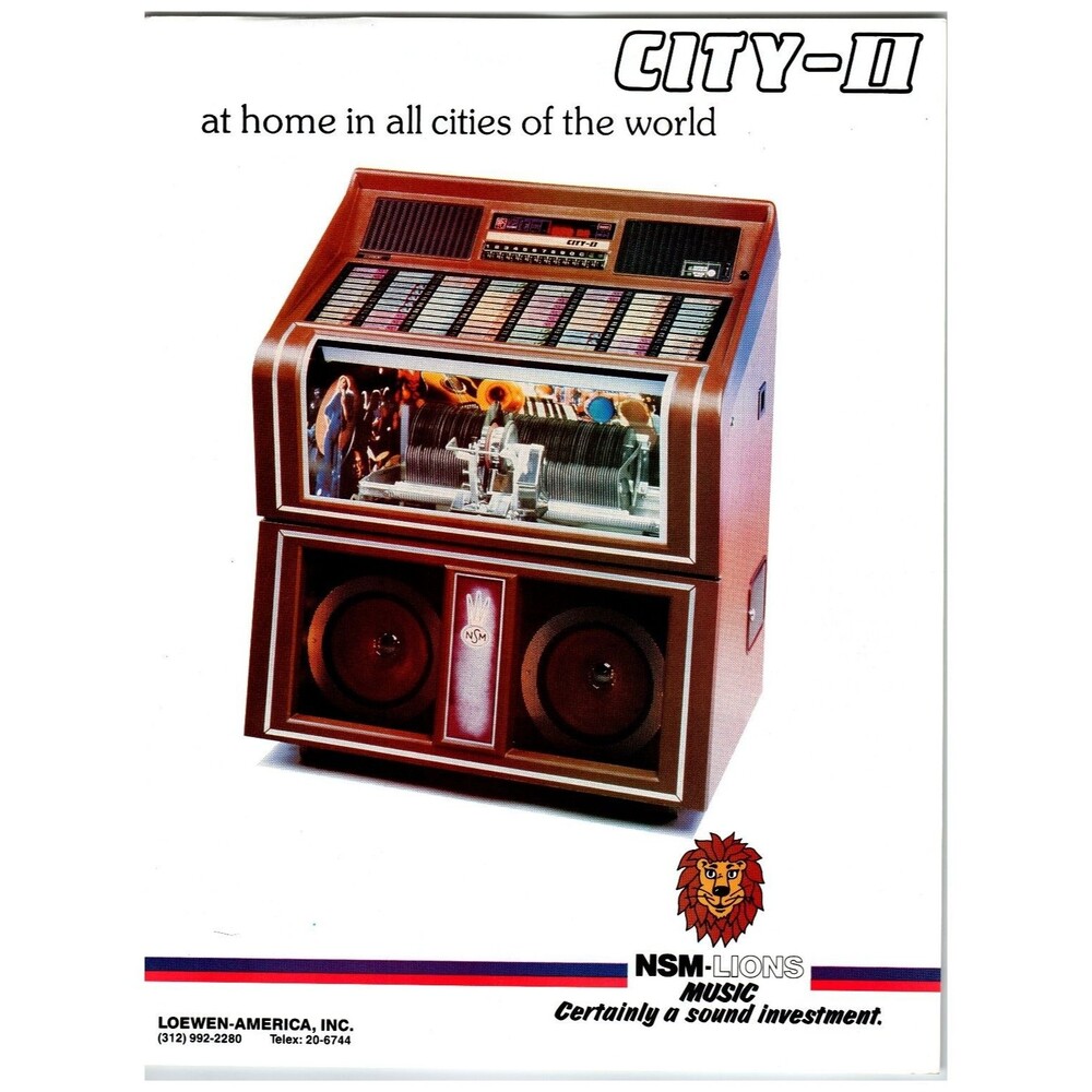 Vintage 1987 NSM CITY-II Jukebox Magazine Ad Literature Music Arcade